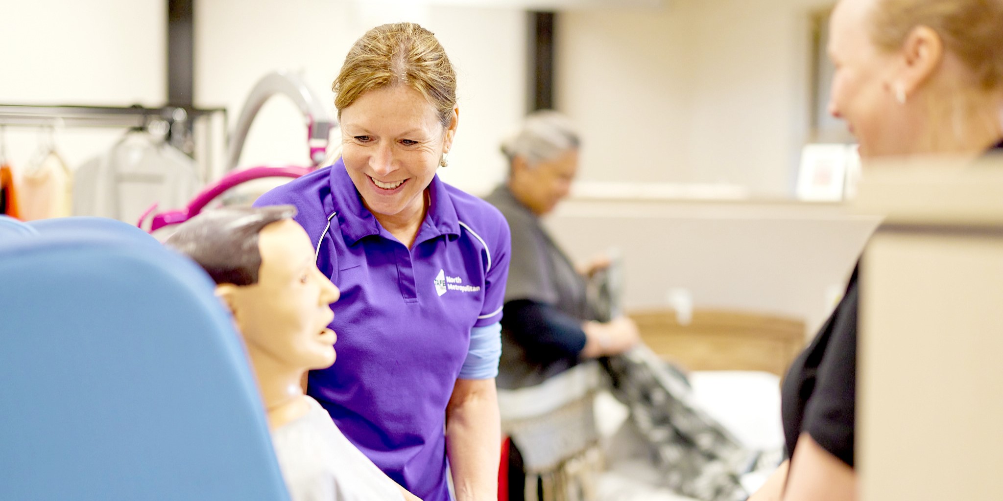 A woman with a mannequin 